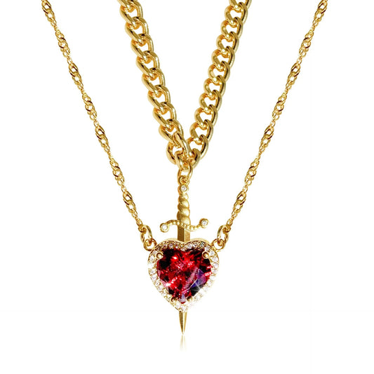 HEART AND SWORD RED GOLD